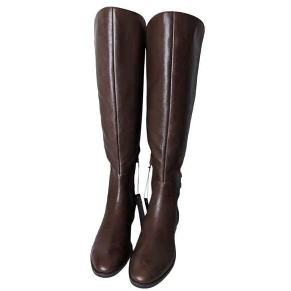 NWT VINCE CAMUTO Pauletta Brown Leather Wide Calf Over The Knee Boot Size 8M - Picture 4 of 6